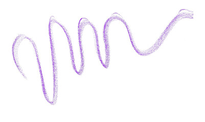 Hand drawn purple pencil lines, circles, stripes and squiggly lines on transparent background.