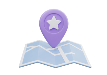 Isolated Map and Location Pin Icon Render – Guide, Navigation, Place, Position, Travel, Destination