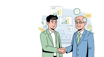 Businessmen shaking hands in agreement sealing a deal.