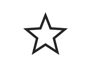 A simple, outlined star design in gray, with a slight speckled border of multiple small colored dots