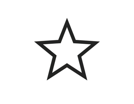 A simple, outlined star design in gray, with a slight speckled border of multiple small colored dots