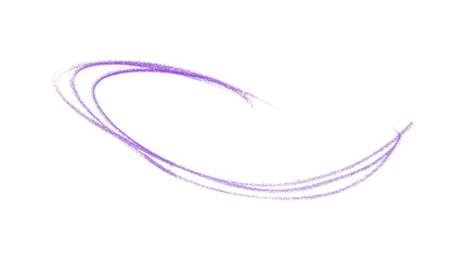 Hand drawn purple pencil lines, circles, stripes and squiggly lines on transparent background.