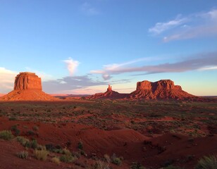Naklejka premium Sunset over red rock formations