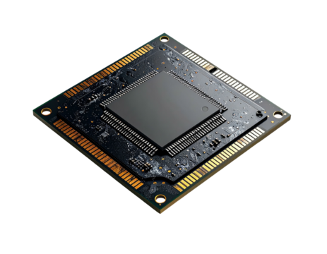 Square computer chip on circuit board (1)