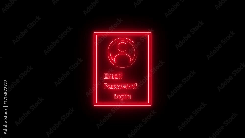 Wall mural simple login interface design with icon email and password fields and login button neon bright red c