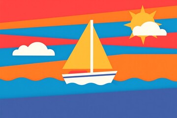 A beautiful yacht sailing across the blue ocean under a summer sky