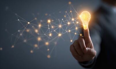 Innovative Idea Concept with Lightbulb and Network.