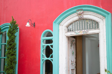 Exterior and interior of cafe restaurant