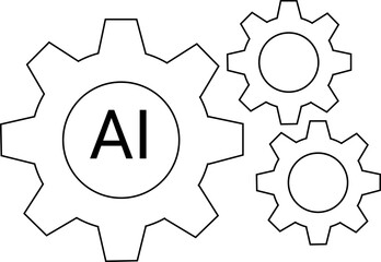 icon collection of gears and artificial intelligence icons with a white background