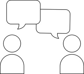 icon of two people communicating with a white background