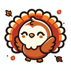 Cute cartoon thanksgiving turkey vector