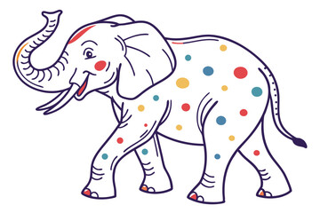 Cheerful Spotted Elephant on White Background Design