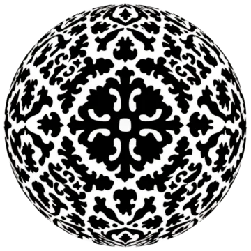 Geometric ornate bauble with a detailed symmetrical pattern on transparent background