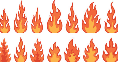 Fire flames icon set, burning flame vector, hot fire illustration, fire design elements, cad drawing flat vector illustration