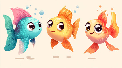 Fototapeta premium Cute Cartoon Fish Character Illustration � Adorable Design Concept