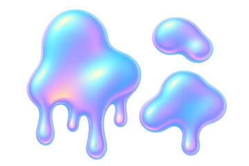 Fototapeta premium Melting holographic blobs illustration for modern design concepts