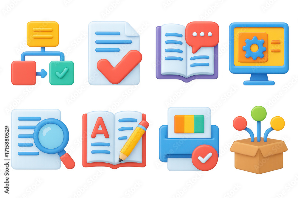Wall mural illustration of simple print workflow icons for design and composition