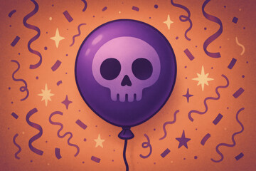 Spooky party balloon celebration illustration in simple style for halloween poster design