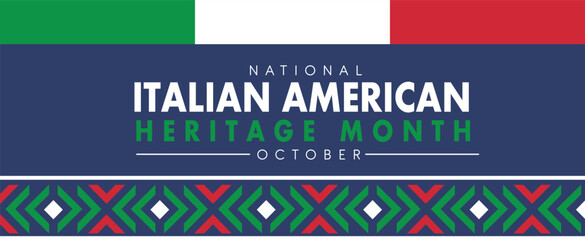 Italian American Heritage Month. Happy holiday celebrate annual in October. Italy and United States flag. Culture month