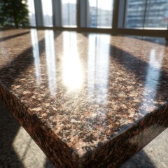 Textured Granite Surface with Glossy Finish and Natural Patterns
