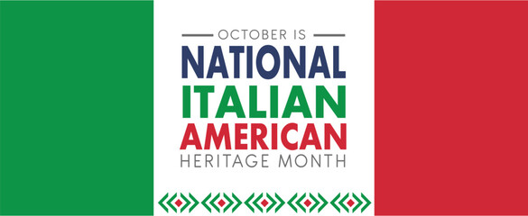 Italian American Heritage Month. Happy holiday celebrate annual in October. Italy and United States flag. Culture month
