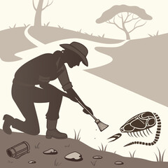 vector illustration of a man with a shovel