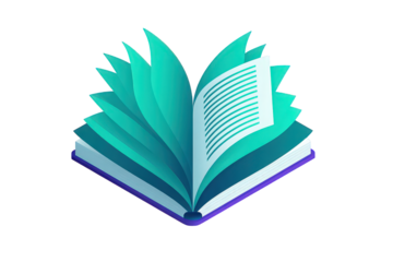 Open Book with Teal Leaves