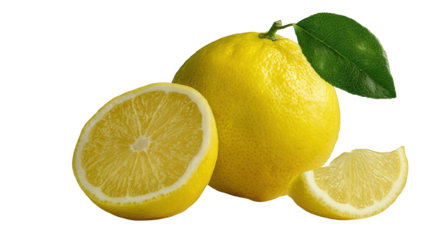 Ripe Yellow Citrus Fruit with Segments on Black Background