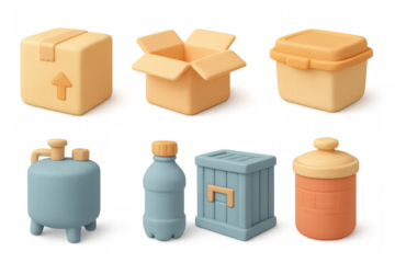 3d packaging icon grid illustration for design and print projects