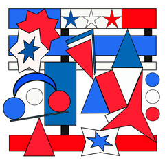 couleurs du drapeau français, formes géométriques, illustration, PNG fond transparent