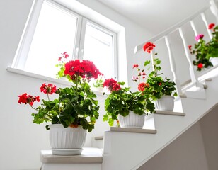 Fototapeta premium Staircase with potted flowers