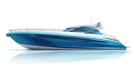 High-Speed Luxury Motor Yacht with Sleek Design and Contemporary Style on White Background for Marine and Travel Concepts