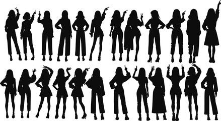 女性のシルエットイラストセット