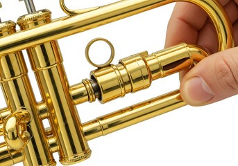 Obraz premium Hand adjusting trumpet valve