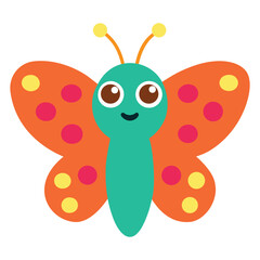 butterfly, cartoon, insect, colorful, wings, polka, dot, cute, flying, nature, bug, adorable, character,