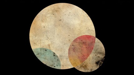 Abstract composition of two overlapping circles on a dark background showcasing textures and warm tones, ideal for creative projects and design needs