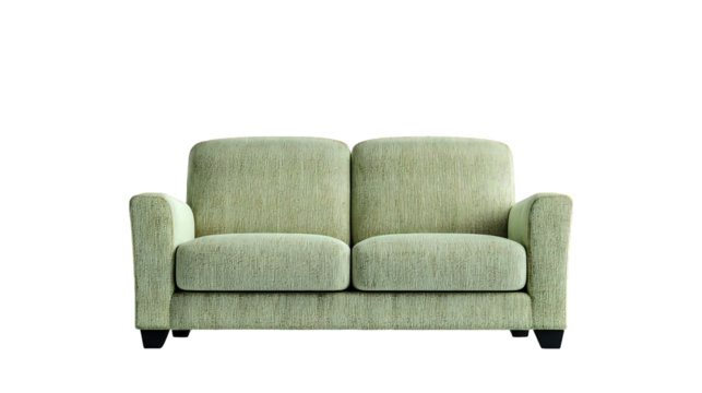 Green and Beige Striped Sofa on Transparent Background