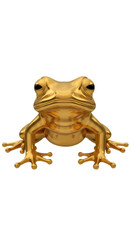 Golden Frog Figurine Isolated on White Background.