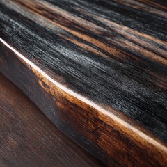 Close-Up of Natural Wood Grain Pattern on Surface of Dark Table