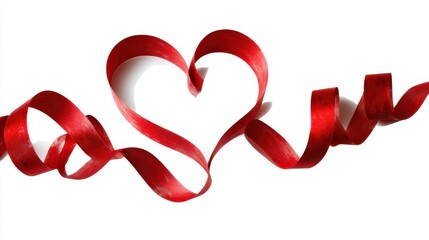 Whimsical Spiral Heart. Elegant Red Ribbon Design Perfect for Love Themes and Special Occasions