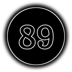 black and white round icon number 89
