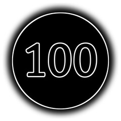 black and white round icon number 100