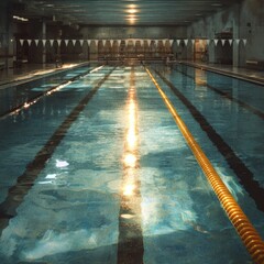 Obraz premium Tranquil Indoor Swimming Pool with Lanes and Reflections