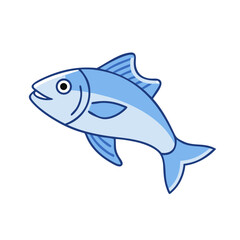 Obraz premium Cartoon style blue fish swimming on a white background illustration