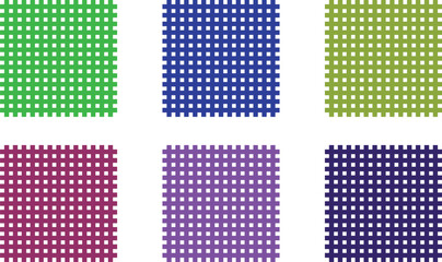 Colorful Square Grid Seamless Pattern Set – Abstract Geometric Backgrounds in Multiple Colors, Modern Vector Textile and Wallpaper Design for Digital and Print