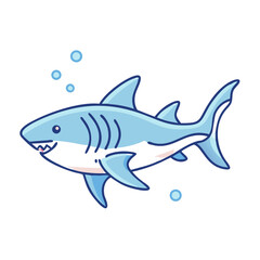Naklejka premium Cartoon Shark Swimming with Bubbles an Adorable Aquatic Animal Illustration