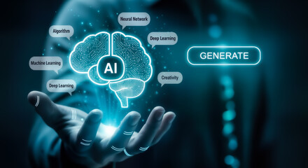 explore the future of ai with this image showcasing artificial intelligence machine learning and deep learning technologies. it represents innovation in modern technology and digital solutions.