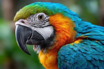 Fototapeta premium Close up of a blue and gold macaw parrot