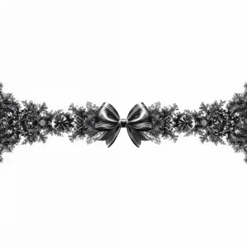 Decorative festive Christmas garland with a big bow on a white background
