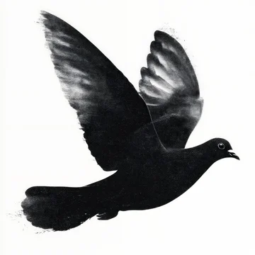 Dynamic bird silhouette in motion with a textured surface on a white background